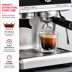 Premium 20 Bar Semi-Automatic Espresso Machine with Built-In Grinder 1450W Coffee Maker Conical Burr Grinder Steam Wand Espresso Latte Cappuccino Machine Home Use
