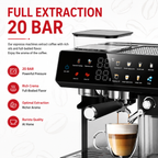 Premium 220V Semi Automatic Espresso Coffee Machine Built In Grinder Coffee Maker Bean to Cup Espresso Brewer Home Commercial Use 5 Cup Capacity