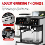 Premium 220V Semi Automatic Espresso Coffee Machine Built In Grinder Coffee Maker Bean to Cup Espresso Brewer Home Commercial Use 5 Cup Capacity