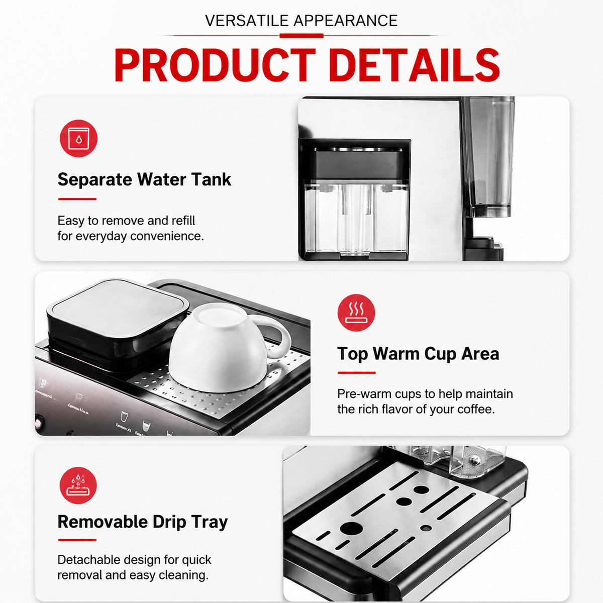 Premium 220V Semi Automatic Espresso Coffee Machine Built In Grinder Coffee Maker Bean to Cup Espresso Brewer Home Commercial Use 5 Cup Capacity