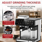 Premium 220V Semi Automatic Espresso Coffee Machine Built In Grinder Coffee Maker Bean to Cup Espresso Brewer Home Commercial Use 5 Cup Capacity