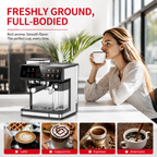 Premium 220V Semi Automatic Espresso Coffee Machine Built In Grinder Coffee Maker Bean to Cup Espresso Brewer Home Commercial Use 5 Cup Capacity