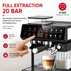 Premium 220V Semi Automatic Espresso Coffee Machine Built In Grinder Coffee Maker Bean to Cup Espresso Brewer Home Commercial Use 5 Cup Capacity