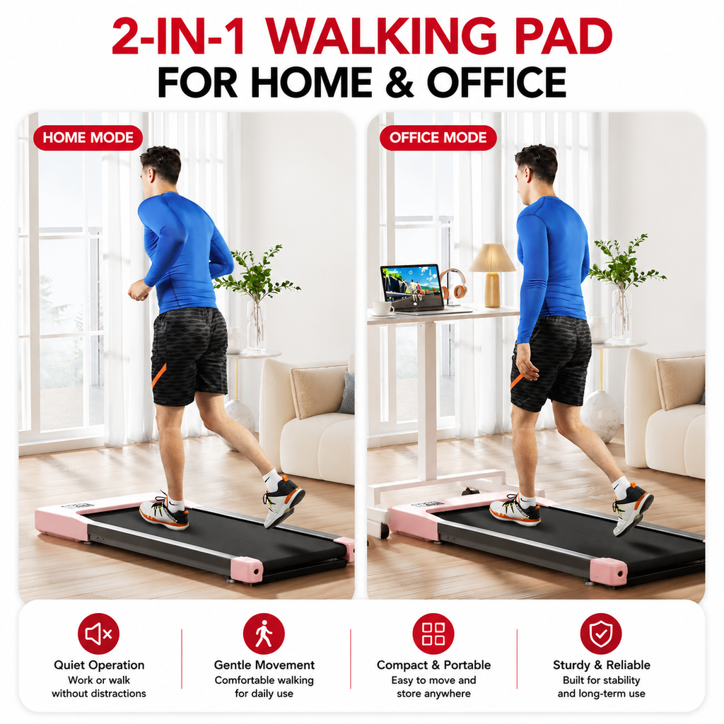 Premium 2.5HP Walking Pad Under Desk Treadmill Portable 2 in 1 Compact Electric Walking Machine LED Display Remote Control Home Office Fitness
