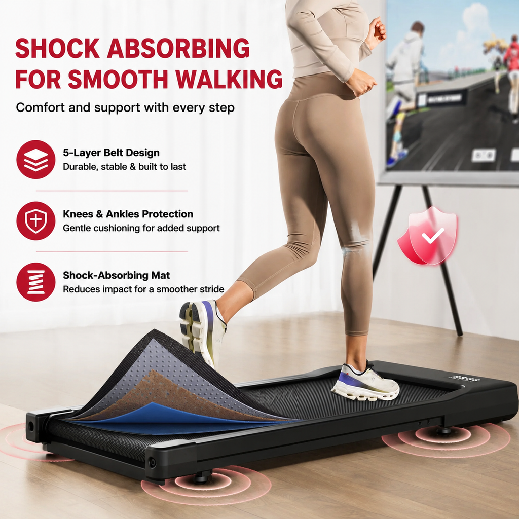 Premium 2.5HP Walking Pad Under Desk Treadmill Portable 2 in 1 Compact Electric Walking Machine LED Display Remote Control Home Office Fitness