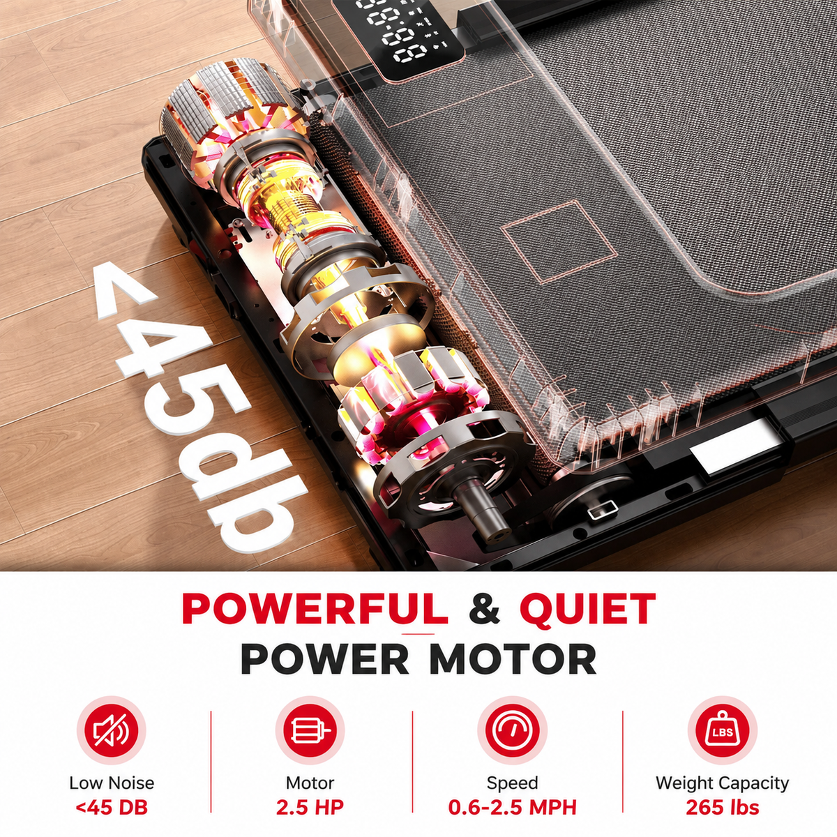 Premium 2.5HP Walking Pad Under Desk Treadmill Portable 2 in 1 Compact Electric Walking Machine LED Display Remote Control Home Office Fitness