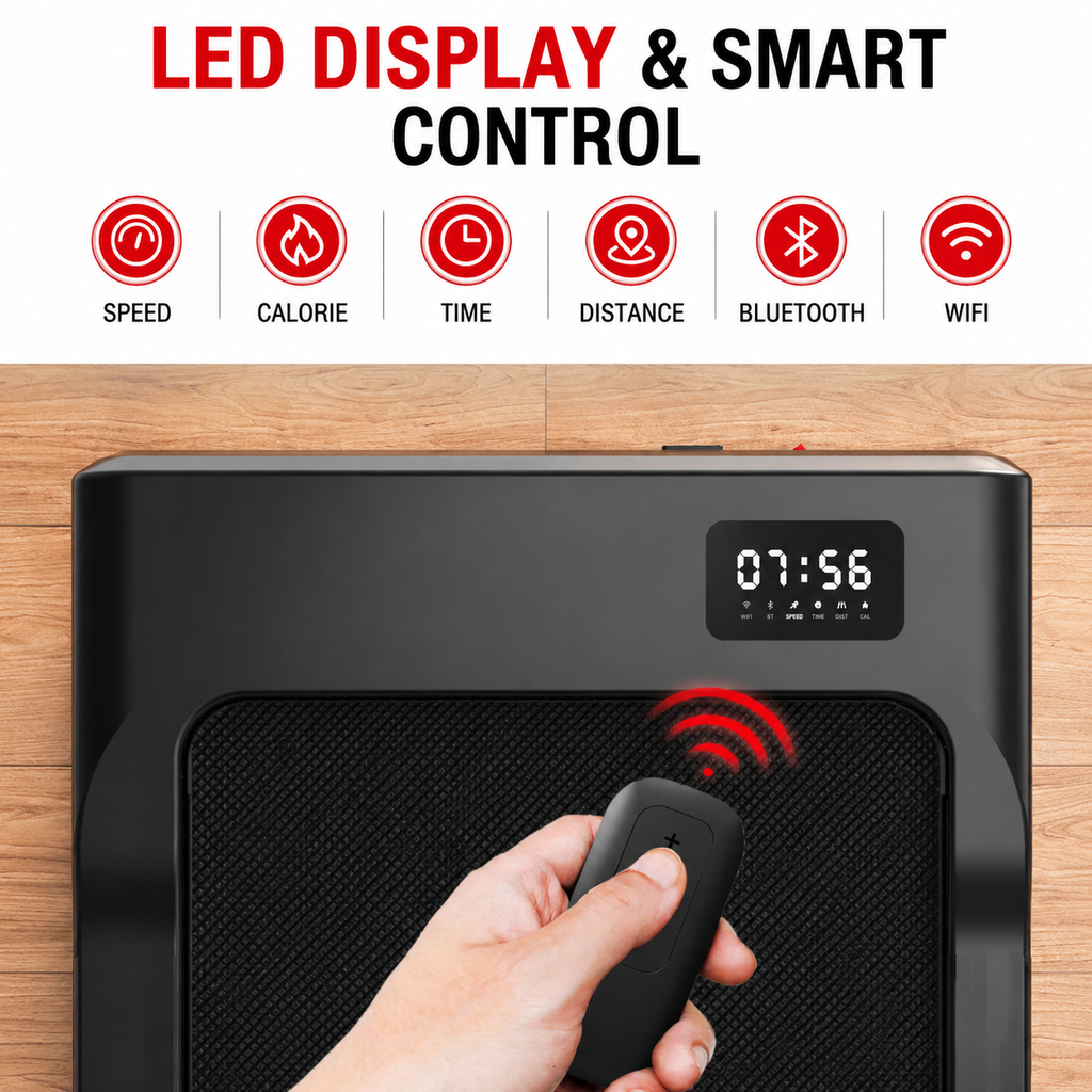 Premium 2.5HP Walking Pad Under Desk Treadmill Portable 2 in 1 Compact Electric Walking Machine LED Display Remote Control Home Office Fitness