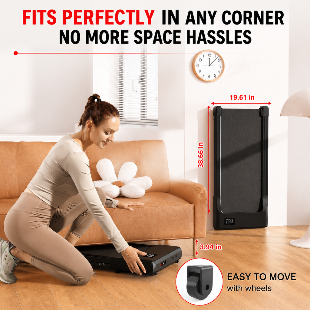 Premium 2.5HP Walking Pad Under Desk Treadmill Portable 2 in 1 Compact Electric Walking Machine LED Display Remote Control Home Office Fitness