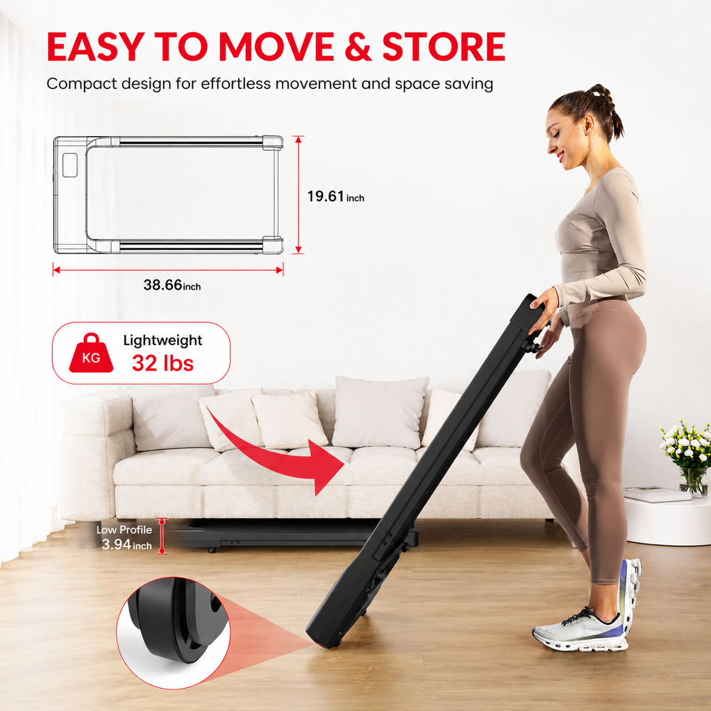 Premium 2.5HP Walking Pad Under Desk Treadmill Portable 2 in 1 Compact Electric Walking Machine LED Display Remote Control Home Office Fitness