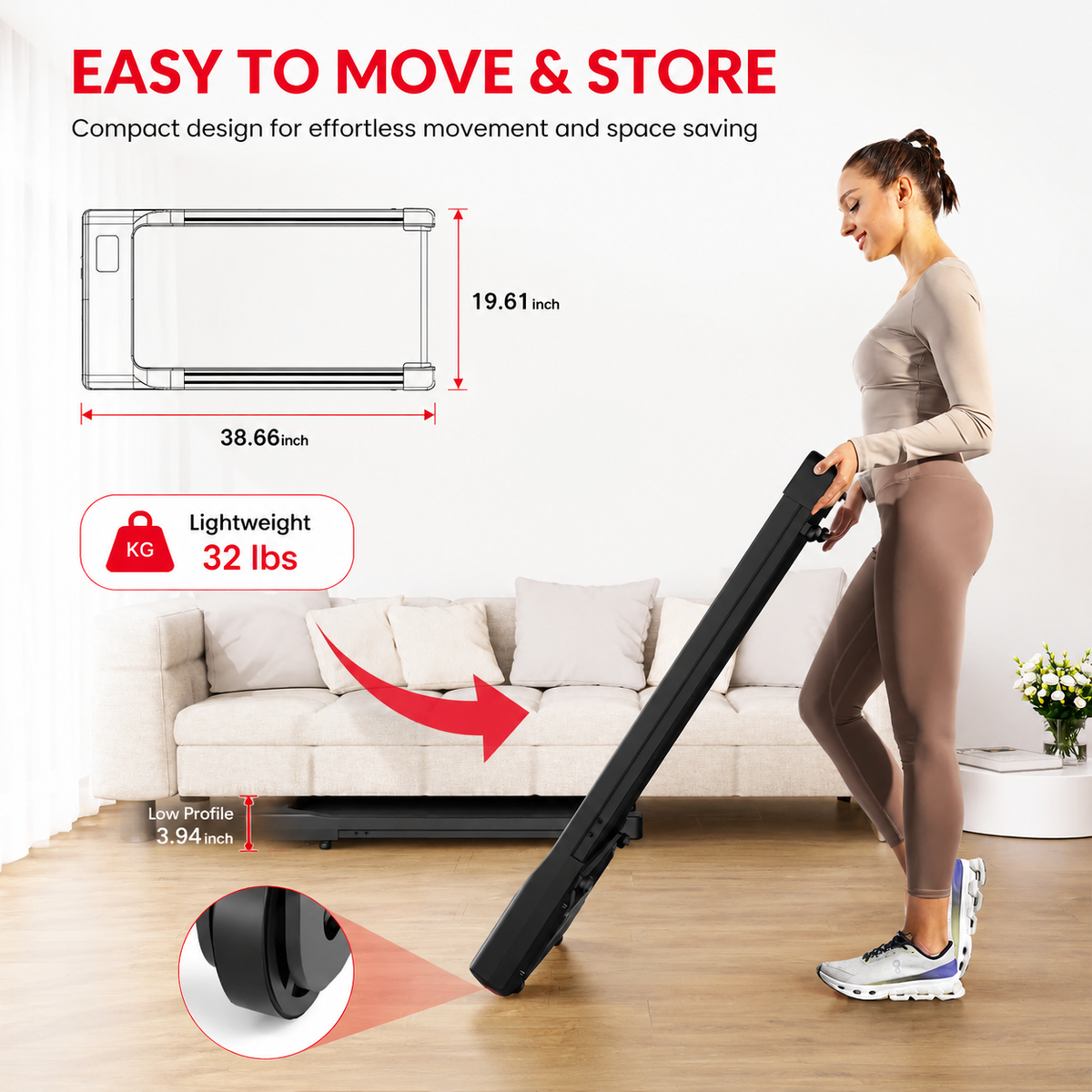 Premium 2.5HP Walking Pad Under Desk Treadmill Portable 2 in 1 Compact Electric Walking Machine LED Display Remote Control Home Office Fitness