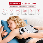 Premium 30 Head Massage Gun High Frequency Vibration Muscle Massager Fascia Therapy Full Body Percussion Device Portable Rechargeable USB-C