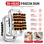 Premium 30 Head Massage Gun High Frequency Vibration Muscle Massager Fascia Therapy Full Body Percussion Device Portable Rechargeable USB-C