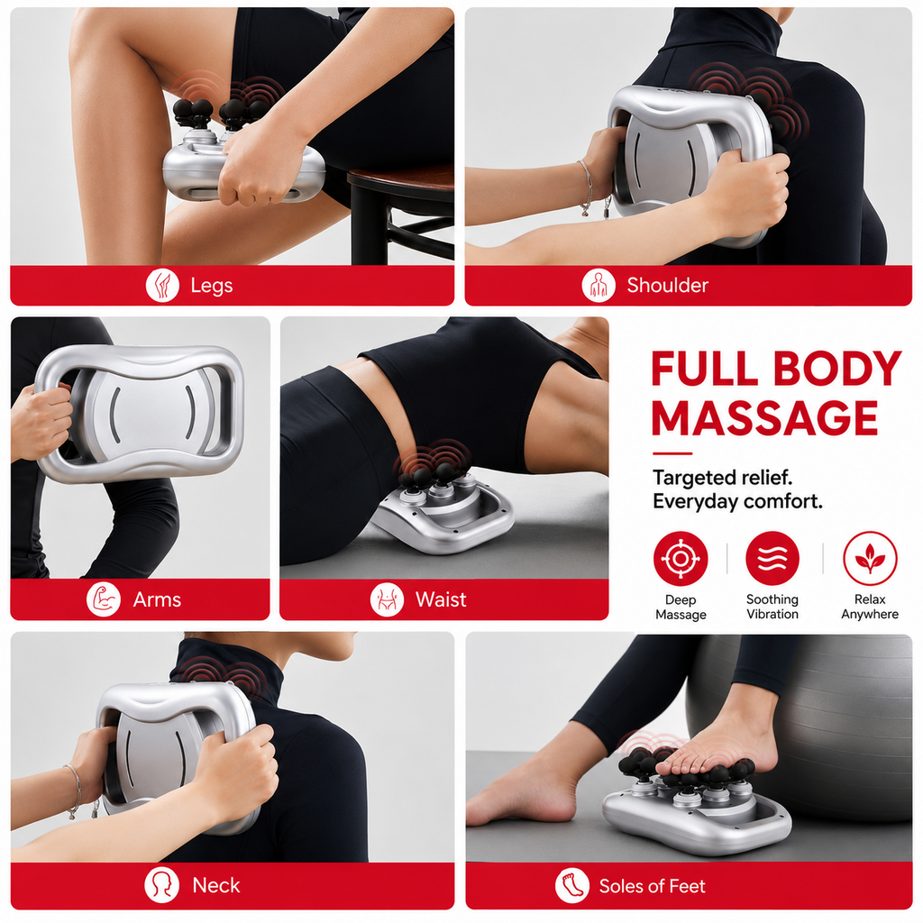 Premium 30 Head Massage Gun High Frequency Vibration Muscle Massager Fascia Therapy Full Body Percussion Device Portable Rechargeable USB-C