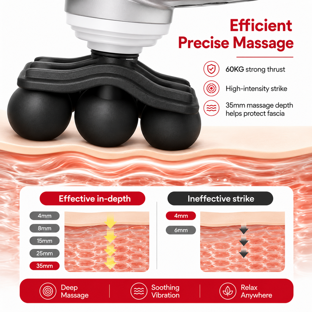Premium 30 Head Massage Gun High Frequency Vibration Muscle Massager Fascia Therapy Full Body Percussion Device Portable Rechargeable USB-C