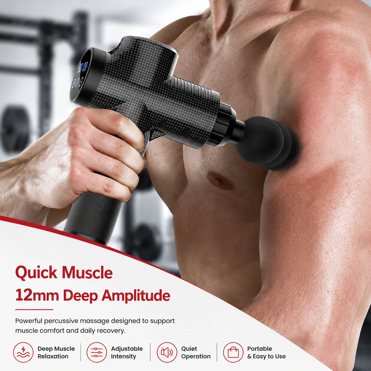 Premium 30-Level Massage Gun Deep Tissue Muscle Massager Body Neck Electric Percussion Therapy Device Noise Reduction Portable Recovery Tool