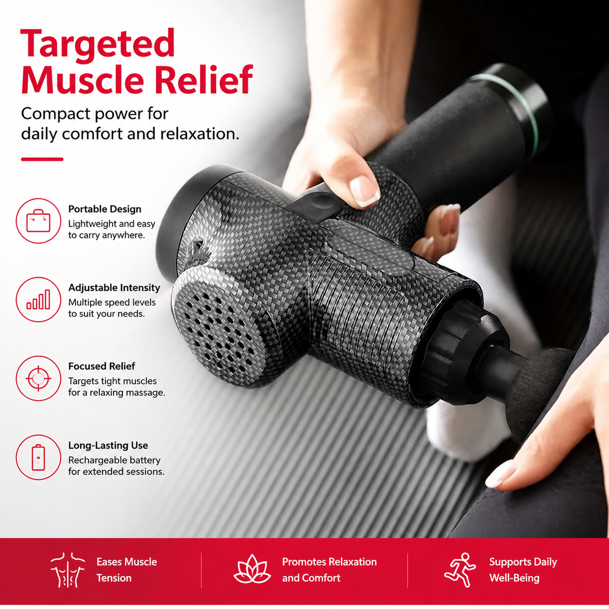 Premium 30-Level Massage Gun Deep Tissue Muscle Massager Body Neck Electric Percussion Therapy Device Noise Reduction Portable Recovery Tool