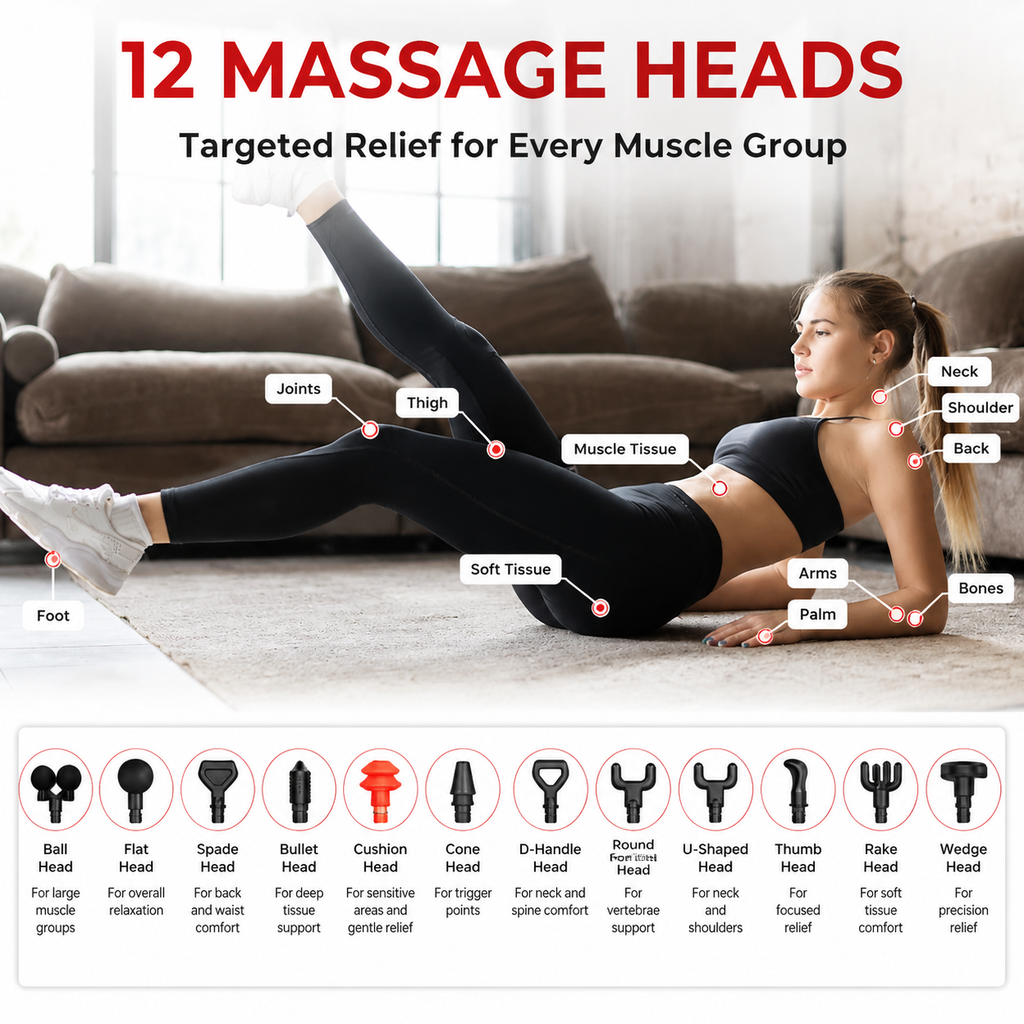 Premium 30-Level Massage Gun Deep Tissue Muscle Massager Body Neck Electric Percussion Therapy Device Noise Reduction Portable Recovery Tool