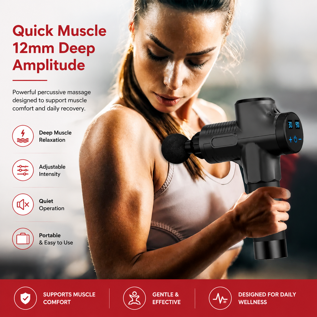 Premium 30-Level Massage Gun Deep Tissue Muscle Massager Body Neck Electric Percussion Therapy Device Noise Reduction Portable Recovery Tool