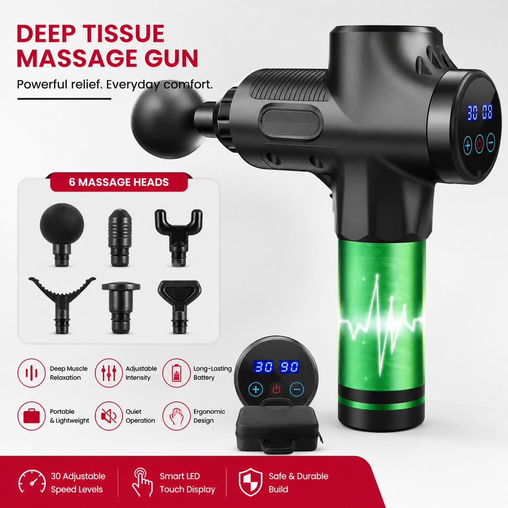 Premium 30-Level Massage Gun Deep Tissue Muscle Massager Body Neck Electric Percussion Therapy Device Noise Reduction Portable Recovery Tool