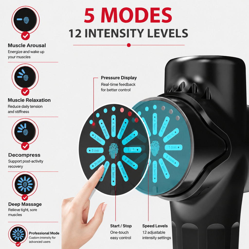 Premium 30-Level Massage Gun Deep Tissue Muscle Massager Body Neck Electric Percussion Therapy Device Noise Reduction Portable Recovery Tool