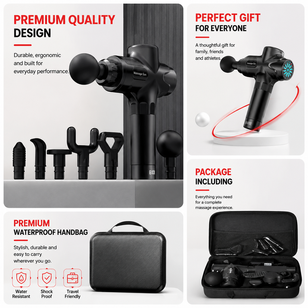 Premium 30-Level Massage Gun Deep Tissue Muscle Massager Body Neck Electric Percussion Therapy Device Noise Reduction Portable Recovery Tool