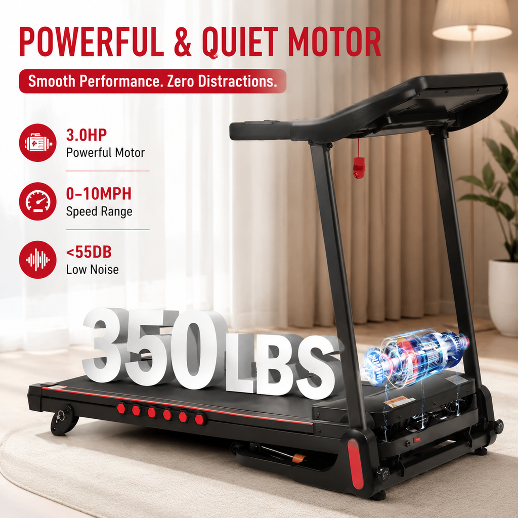 Premium 3.0HP Auto Folding Treadmill 10MPH Motorized Running Machine 350 lb Capacity Shock Absorption Bluetooth Home Gym Folding Treadmill