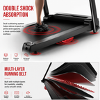Premium 3.0HP Brushless Foldable Treadmill 300 lb Capacity Home Running Machine with Dual Shock Absorption Heart Rate Monitor Bluetooth LED Console
