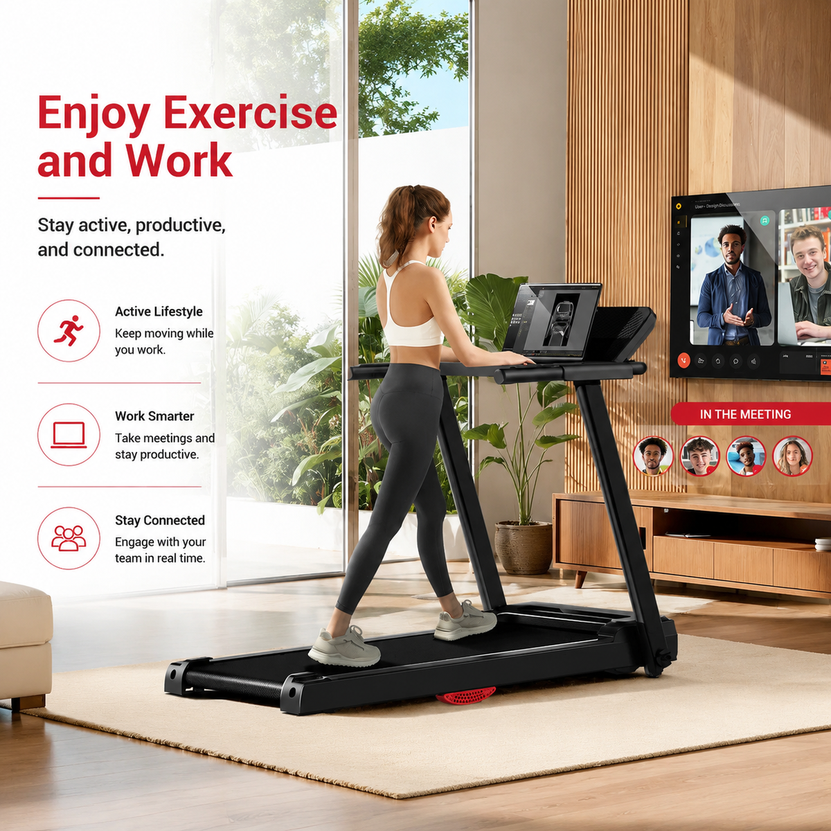 Premium 3.0HP Brushless Foldable Treadmill 300 lb Capacity Home Running Machine with Dual Shock Absorption Heart Rate Monitor Bluetooth LED Console
