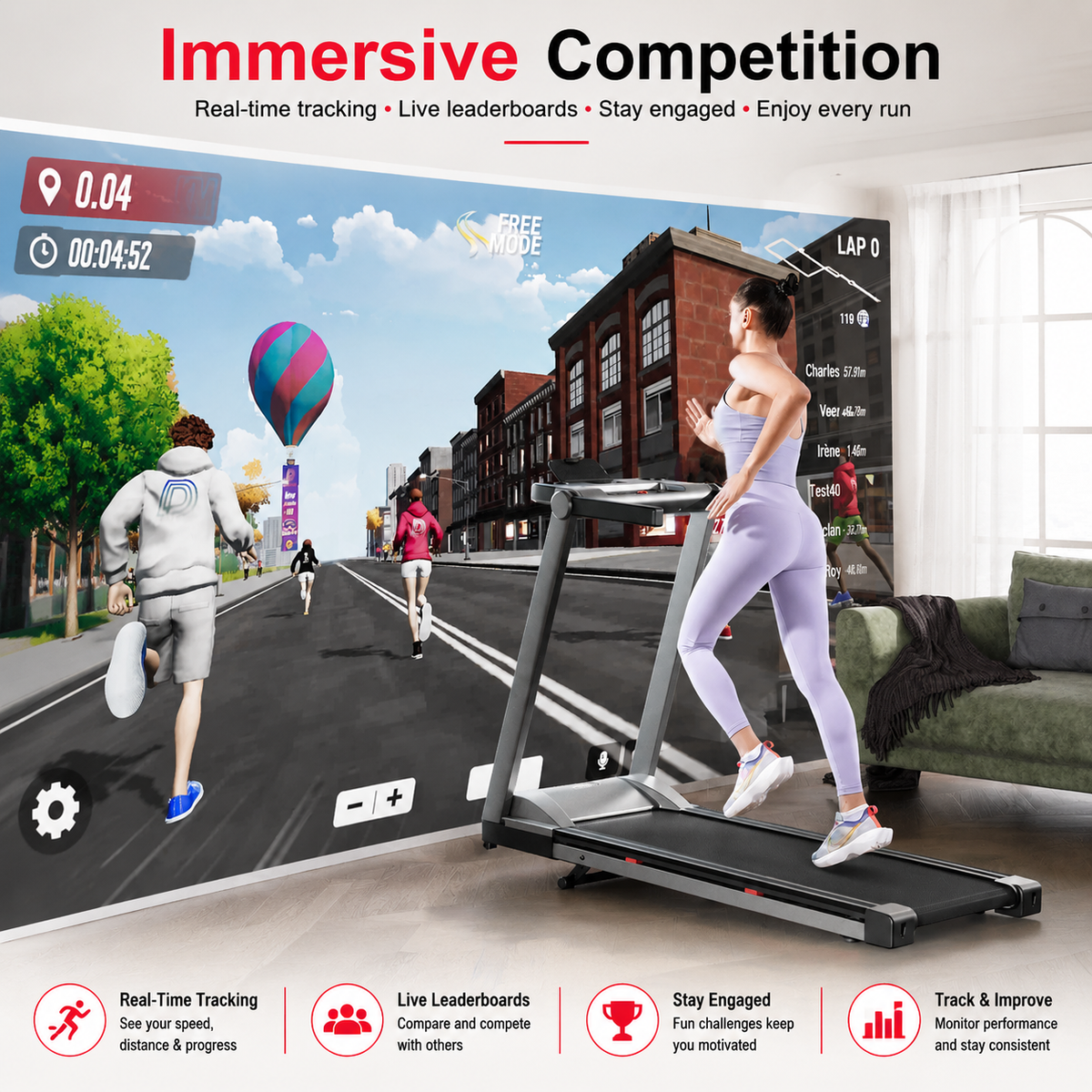 Premium 3.5HP Foldable Incline Treadmill 10MPH Smart App Walking Pad 350 lb Capacity 6% Incline Touch Screen Bluetooth Home Running Machine