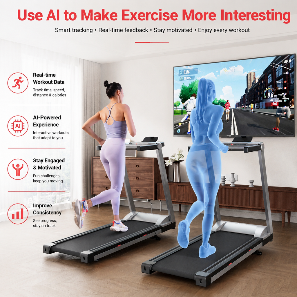 Premium 3.5HP Foldable Incline Treadmill 10MPH Smart App Walking Pad 350 lb Capacity 6% Incline Touch Screen Bluetooth Home Running Machine
