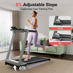 Premium 3.5HP Foldable Incline Treadmill 10MPH Smart App Walking Pad 350 lb Capacity 6% Incline Touch Screen Bluetooth Home Running Machine