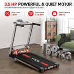 Premium 3.5HP Foldable Incline Treadmill 10MPH Smart App Walking Pad 350 lb Capacity 6% Incline Touch Screen Bluetooth Home Running Machine