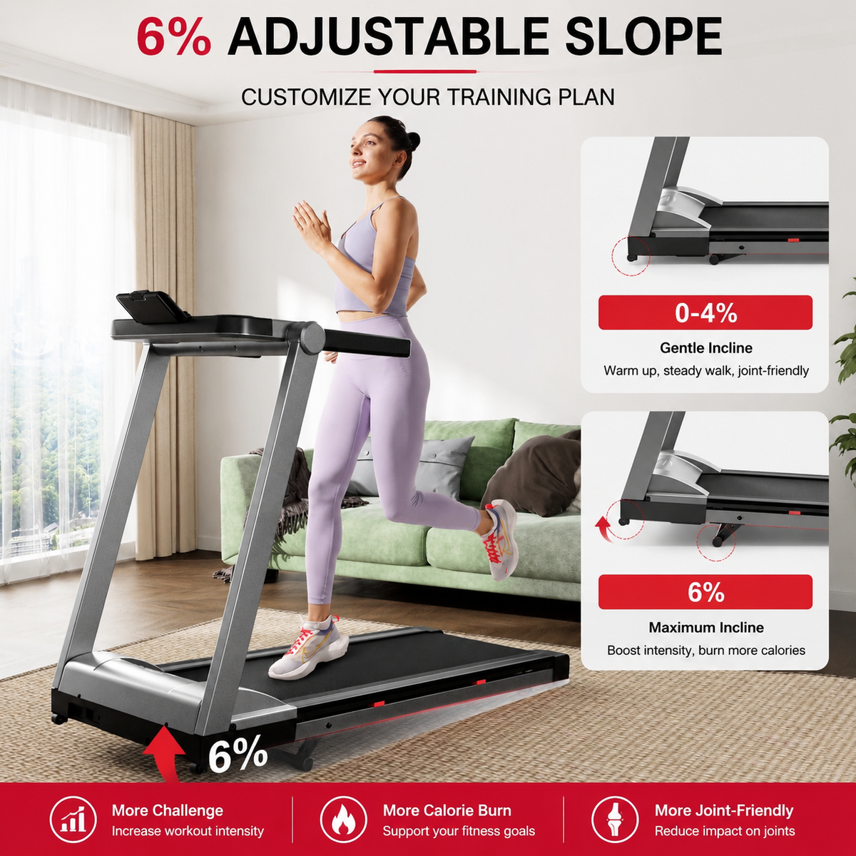 Premium 3.5HP Foldable Incline Treadmill 10MPH Smart App Walking Pad 350 lb Capacity 6% Incline Touch Screen Bluetooth Home Running Machine