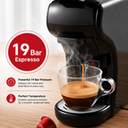 Premium 4-in-1 Capsule Coffee Machine 19 Bar Espresso Maker Compatible with Nespresso Dolce Gusto K-Cup Ground Coffee Hot Cold Brew Compact Coffee Machine