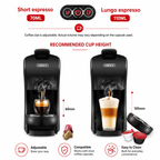 Premium 4-in-1 Capsule Coffee Machine 19 Bar Espresso Maker Compatible with Nespresso Dolce Gusto K-Cup Ground Coffee Hot Cold Brew Compact Coffee Machine