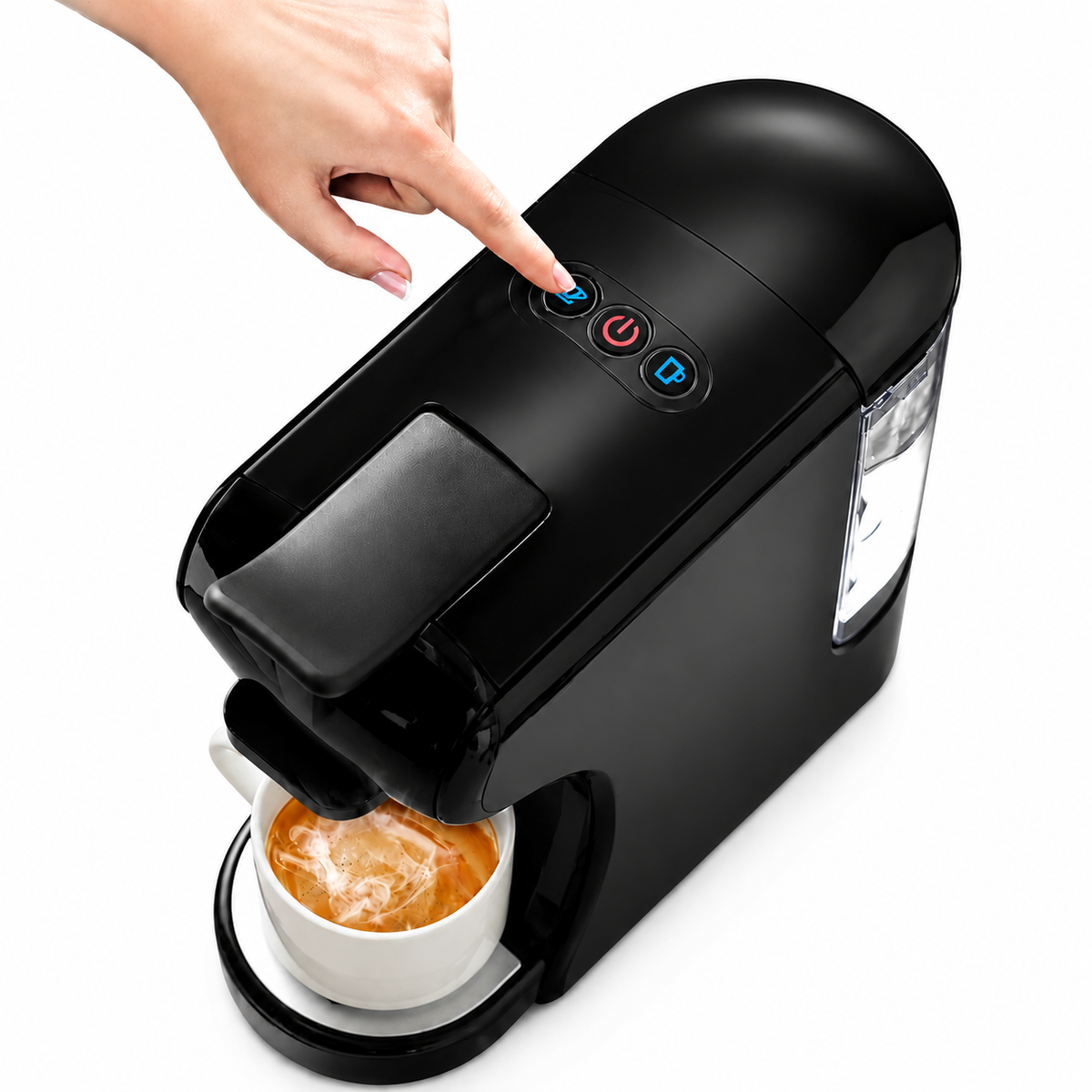 Premium 4-in-1 Capsule Coffee Machine 19 Bar Espresso Maker Compatible with Nespresso Dolce Gusto K-Cup Ground Coffee Hot Cold Brew Compact Coffee Machine