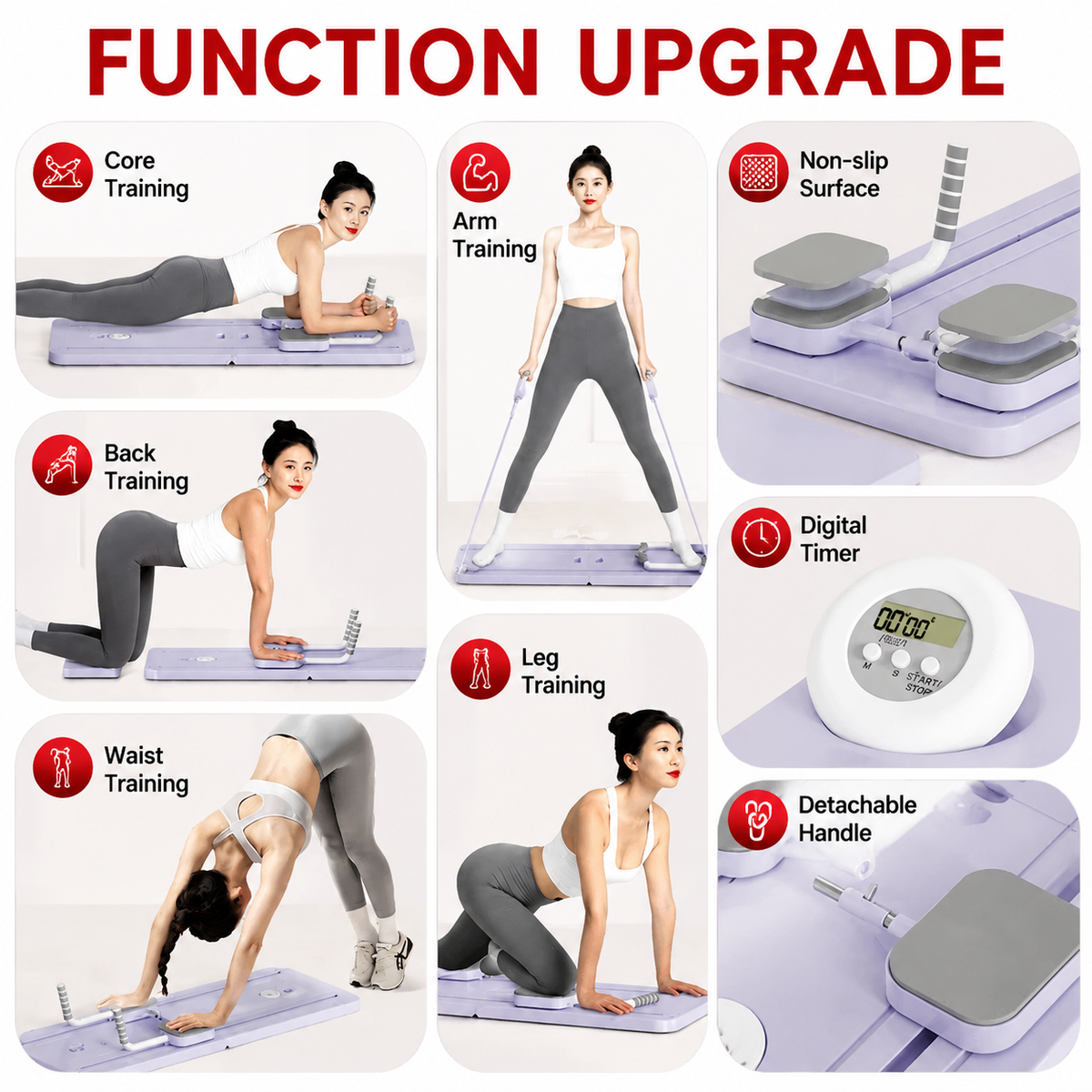 Premium 4 in 1 Foldable Fitness Board Home Gym Pilates Step for Abdominal Chest Core Training Push Up Board Compact Multi Functional Exercise Platform X