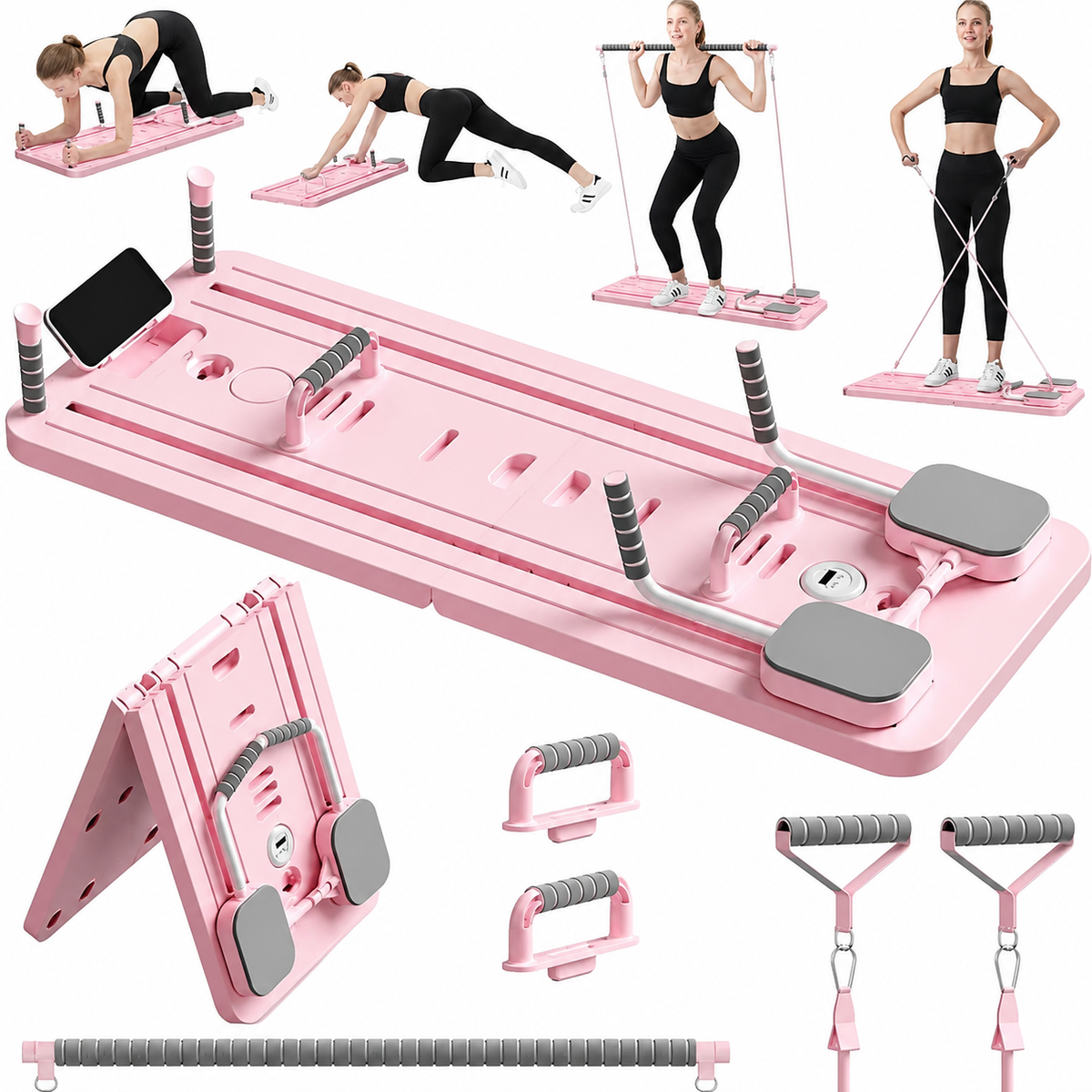 Premium 4 in 1 Foldable Fitness Board Home Gym Pilates Step for Abdominal Chest Core Training Push Up Board Compact Multi Functional Exercise Platform X