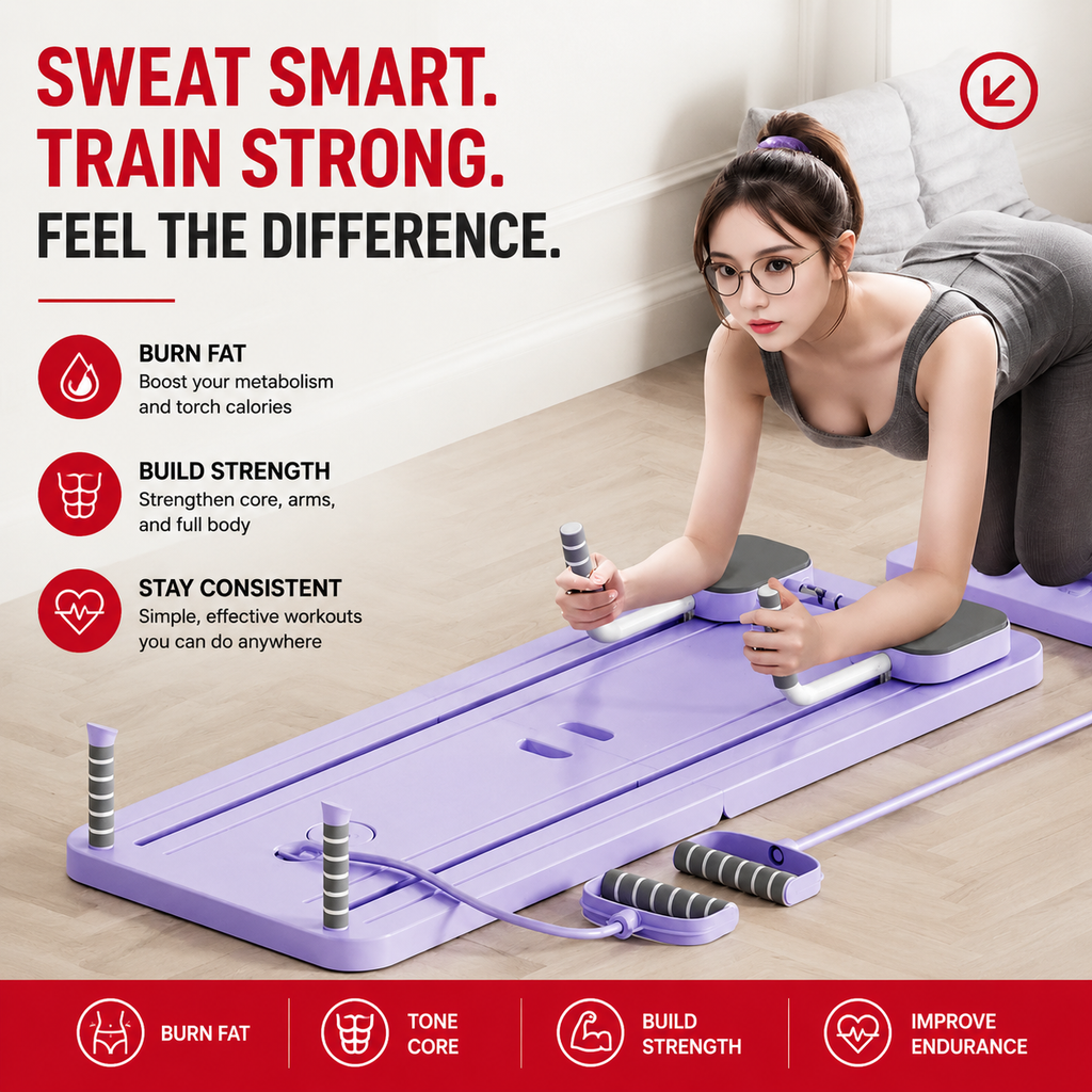 Premium 4 in 1 Foldable Fitness Board Home Gym Pilates Step for Abdominal Chest Core Training Push Up Board Compact Multi Functional Exercise Platform X