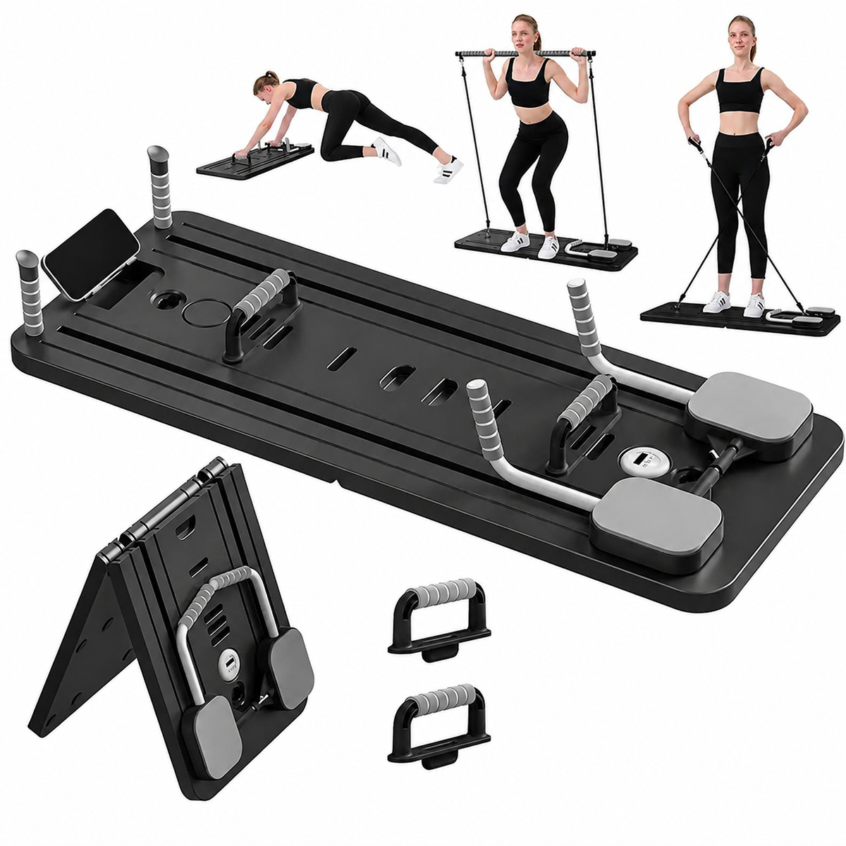 Premium 4 in 1 Foldable Fitness Board Home Gym Pilates Step for Abdominal Chest Core Training Push Up Board Compact Multi Functional Exercise Platform X