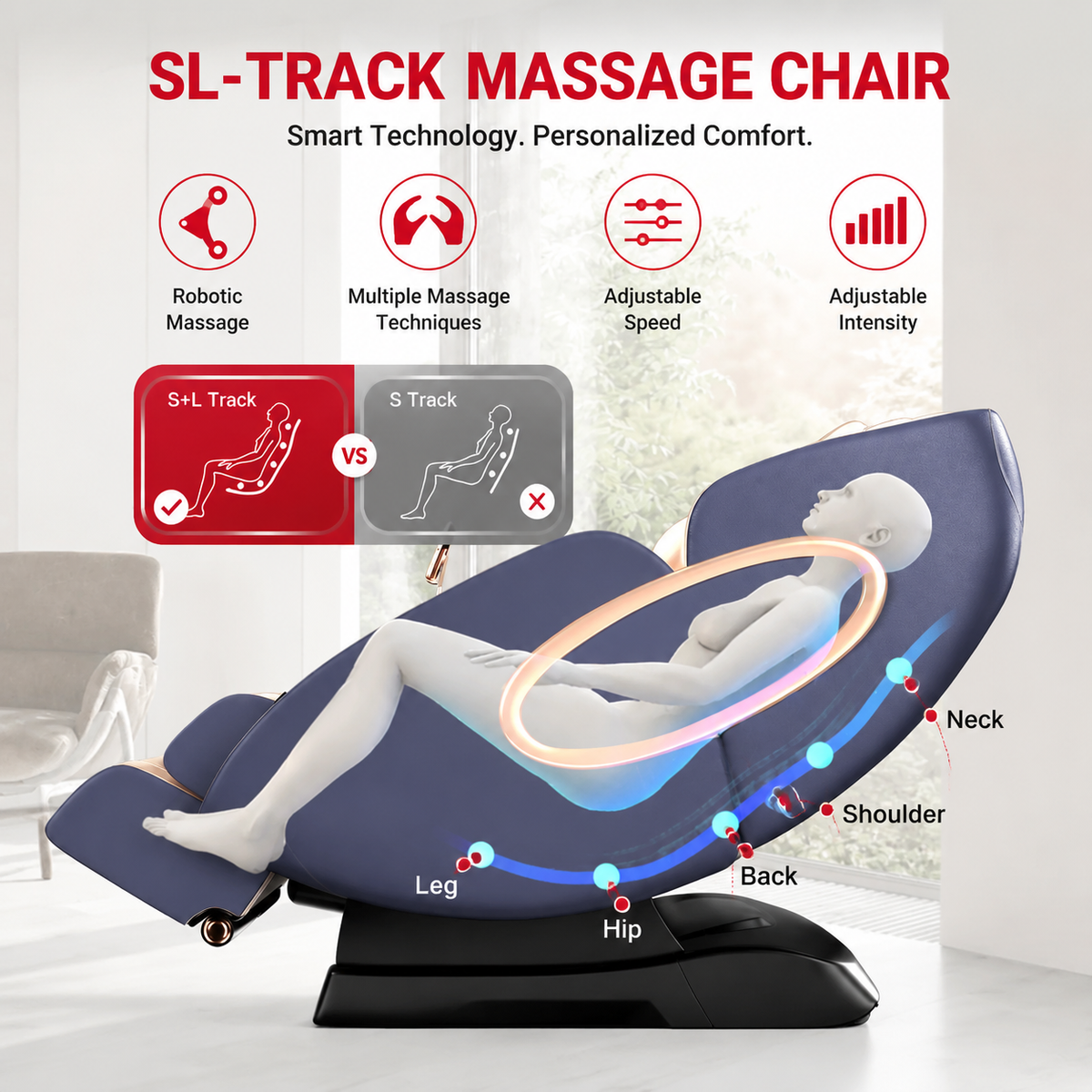 Premium 4D Massage Chair SL-Track Full Body Shiatsu Recliner Zero Gravity Electric Massage Chair Yoga Stretching Foot Roller Heat Bluetooth Home Relaxation Chair