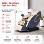 Premium 4D Massage Chair SL-Track Full Body Shiatsu Recliner Zero Gravity Electric Massage Chair Yoga Stretching Foot Roller Heat Bluetooth Home Relaxation Chair