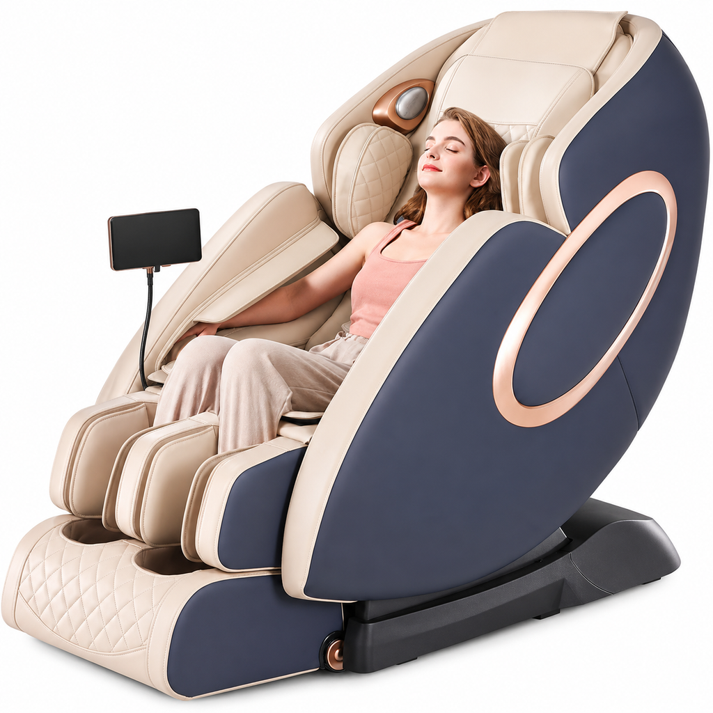 Premium 4D Massage Chair SL-Track Full Body Shiatsu Recliner Zero Gravity Electric Massage Chair Yoga Stretching Foot Roller Heat Bluetooth Home Relaxation Chair