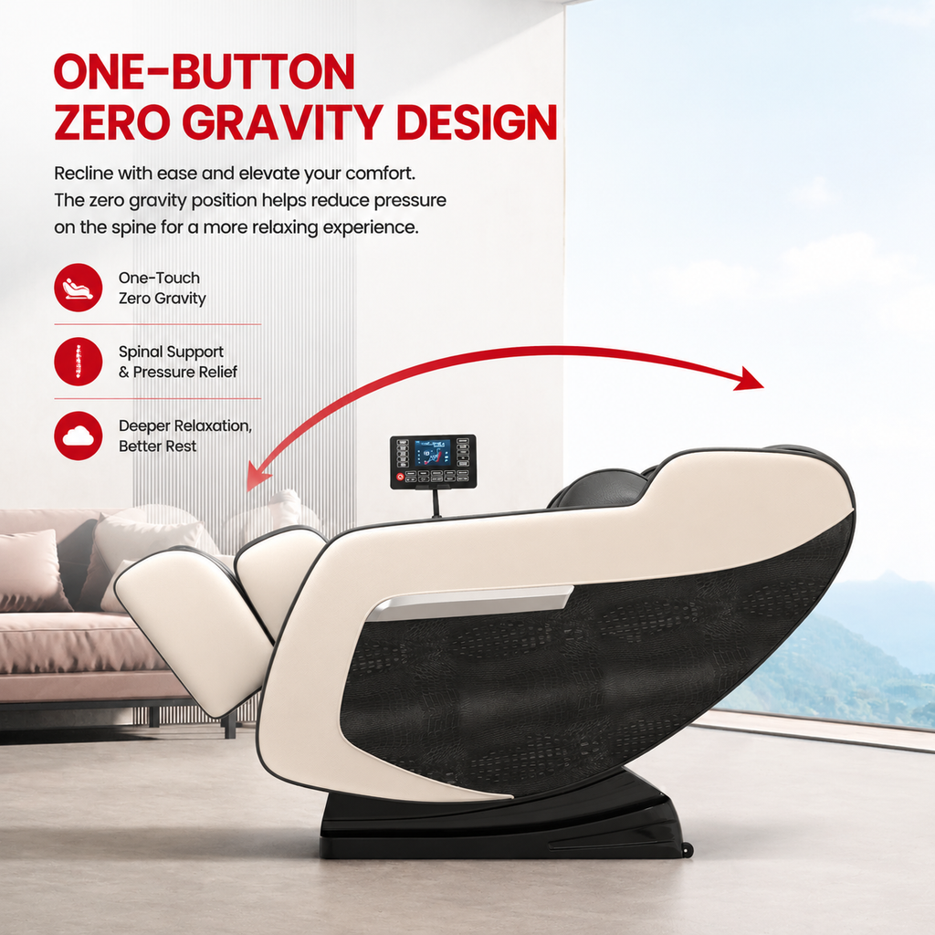 Premium 4D Zero Gravity Massage Chair Full Body Shiatsu Recliner Heating Airbag Compression Bluetooth Music Home Relaxation Ergonomic Comfort Furniture Use