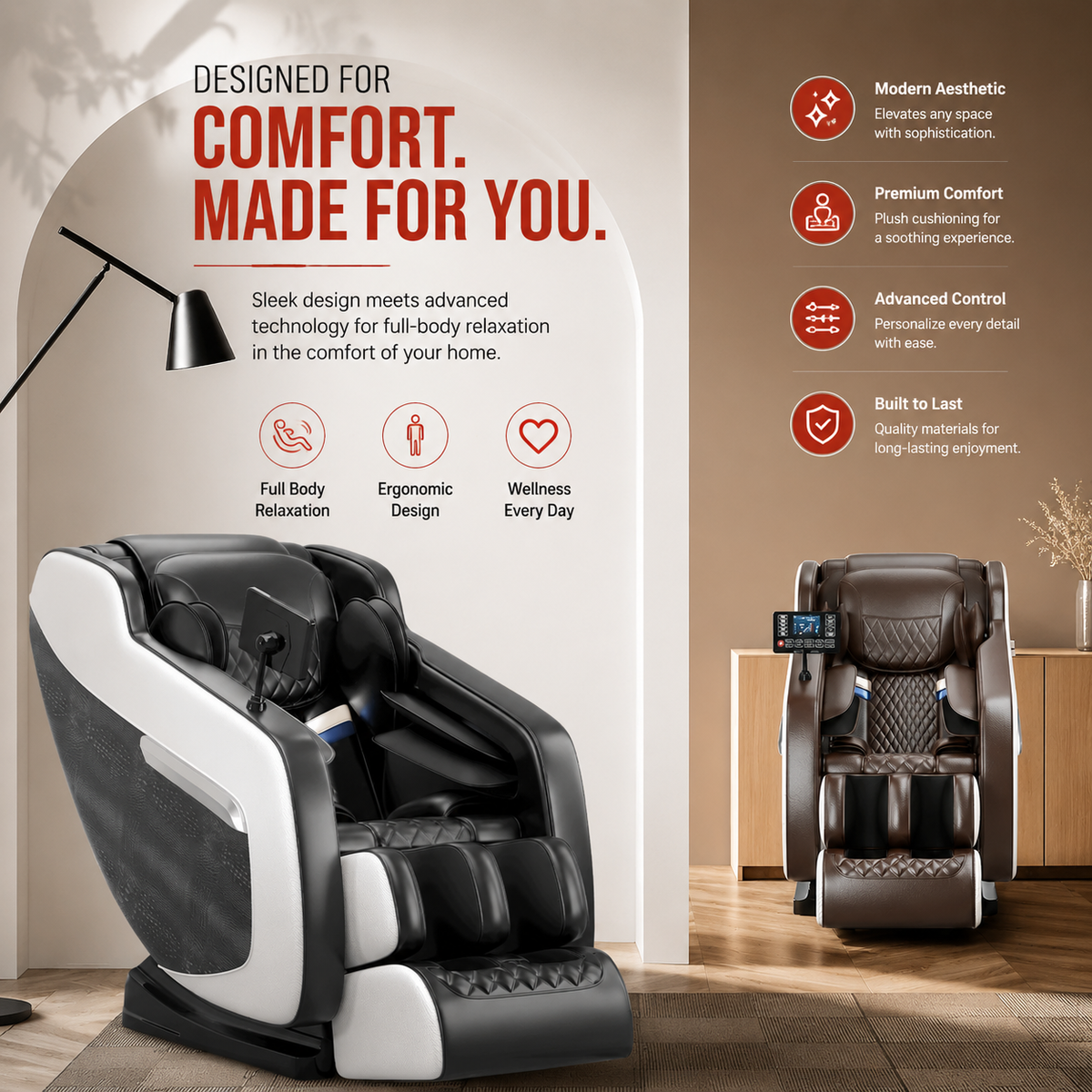 Premium 4D Zero Gravity Massage Chair Full Body Shiatsu Recliner Heating Airbag Compression Bluetooth Music Home Relaxation Ergonomic Comfort Furniture Use