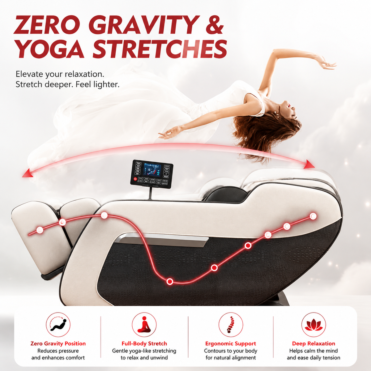 Premium 4D Zero Gravity Massage Chair Full Body Shiatsu Recliner Heating Airbag Compression Bluetooth Music Home Relaxation Ergonomic Comfort Furniture Use
