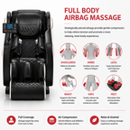Premium 4D Zero Gravity Massage Chair Full Body Shiatsu Recliner Heating Airbag Compression Bluetooth Music Home Relaxation Ergonomic Comfort Furniture Use