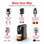 Premium 5-in-1 Capsule Coffee Machine 20 Bar Espresso Maker Compatible with Nespresso K-Cup Dolce Gusto ESE Pods Ground Coffee Hot Cold Brew Coffee Machine