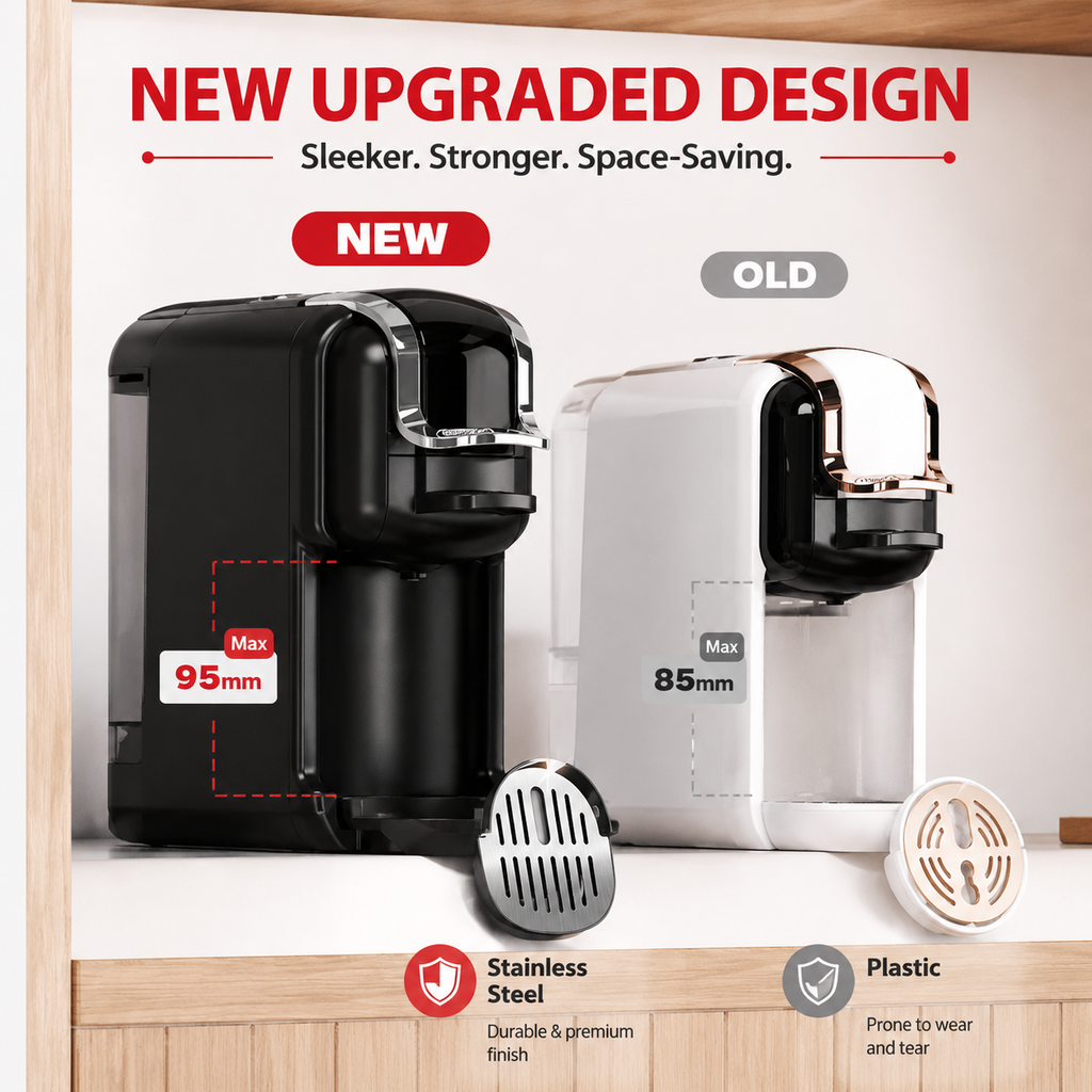 Premium 5-in-1 Capsule Coffee Machine 20 Bar Espresso Maker Compatible with Nespresso K-Cup Dolce Gusto ESE Pods Ground Coffee Hot Cold Brew Coffee Machine