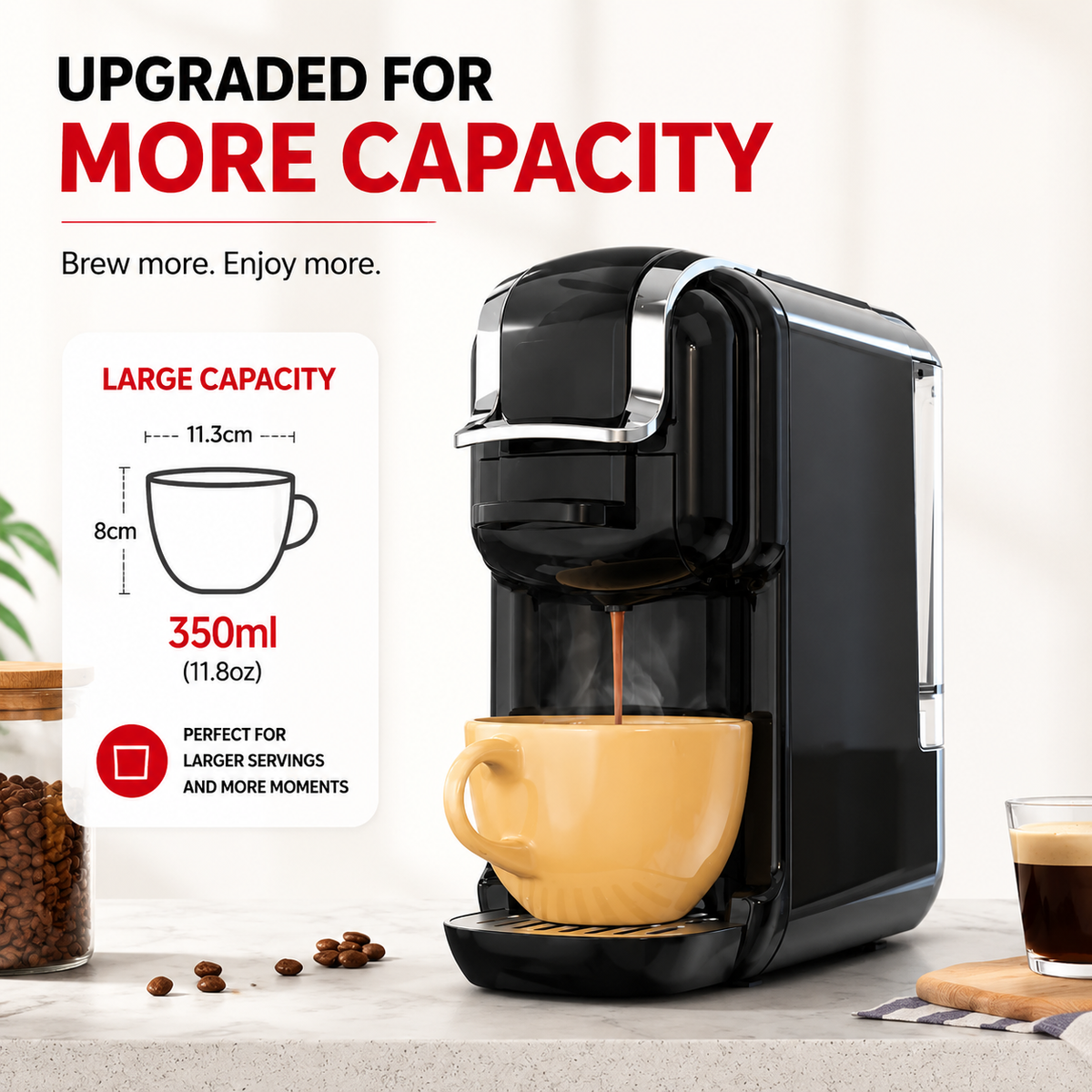 Premium 5-in-1 Capsule Coffee Machine 20 Bar Espresso Maker Compatible with Nespresso K-Cup Dolce Gusto ESE Pods Ground Coffee Hot Cold Brew Coffee Machine